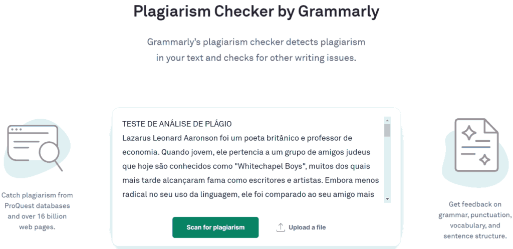 grammarly análise plágio